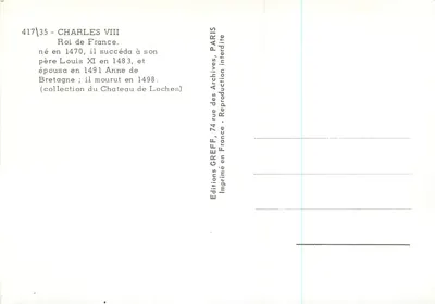 Carlos VIII — Rey de Francia — Ediciones GREFF, PARÍS — Reverso