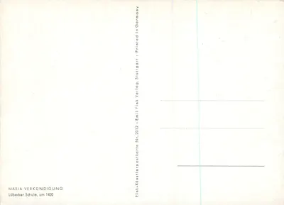Maria Verkündigung — Lübecker Schule, um 1420 — Fink Künstlerpostkarte Nr. 2012 — Rückseite