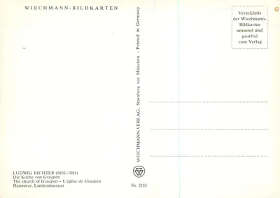 Kościół w Graupen — Ludwig Richter (1803-1884) — Wiechmann-Bildkarten Nr. 2102 — Rewers