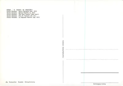 S. MARIA IN ARACOELI — Santa Família (século XVI) — Giulio Romano, editor bimospa-roma — Verso