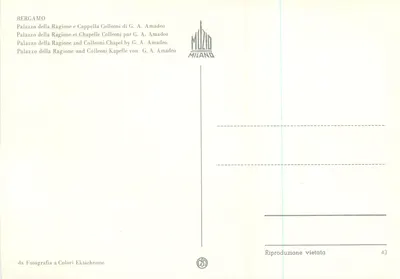 Bergamo — Palazzo della Ragione en kapel Colleoni — uitgever Milizio Milano, n°43 — Achterkant