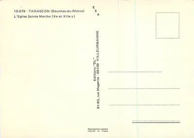 Tarascon — Kerk van Sint-Marta (XIe en XIIe eeuw) — Uitgaven 'SL' Villeurbanne — Achterkant