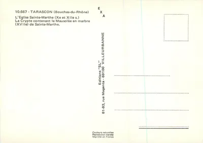 Krypta św. Marthe — Tarascon (Bouches-du-Rhône) — Wydawnictwo 'SL' — Rewers