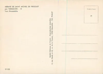 Abadía de San Miguel de Frigolet — vista general — Sociedad Gorde, Marsella — Reverso