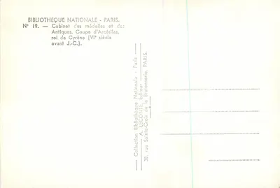 Becher von Arcésilas, König von Cyrene — 6. Jahrhundert v. Chr. — Verleger A. LECONTE, Paris — Rückseite