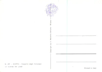 A lavanda dos pés — Giotto — Capela dos Scrovegni — Editor A. Martello, Milão — Verso