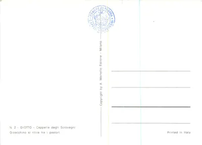 Gioacchino entre os pastores — Cappella degli Scrovegni — Editor A. Martello, Milão — Verso