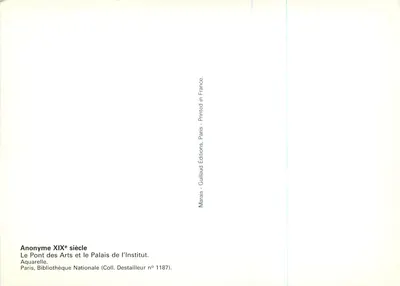 Most Sztuki i Pałac Instytutu — akwarela XIX wieku — Marais - Guillaud Éditions, nr 1187 — Rewers