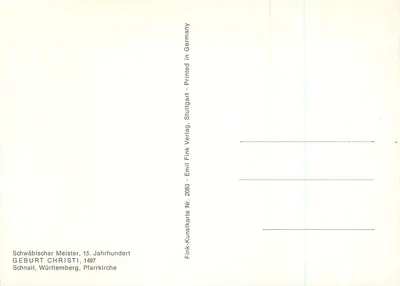 Nascimento do Cristo — Escola alemã do XVᵉ século — Fink Verlag, Stuttgart — Verso
