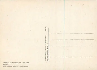 Civitella — krajobraz górski z podróżnymi — Adrian Ludwig Richter, wydawnictwo Karten-Edition, n° 61155 — Rewers