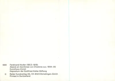 Wieczór nad jeziorem Genewskim — Ferdinand Hodler (1853–1918) — Reiter Kunstverlag AG — Rewers