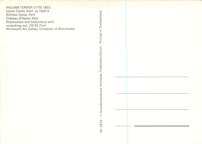 Zamek Upnor, Kent — obraz Williama Turnera — wydanie VD 2879 — Rewers