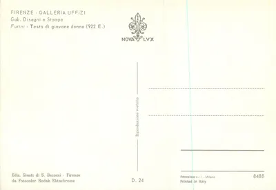 Furini - Testa di giovane donna — reproduction — Ediz. Giusti di S. Becocci, Firenze — Verso
