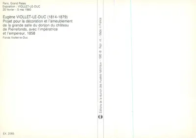 Sala do donzel do castelo de Pierrefonds — Projeto de decoração e mobiliário para a imperatriz — Eugène Viollet-le-Duc — Verso