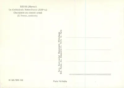 Reims (Marne) — Katedra Notre-Dame (XIII w.) — Konstrukcja z wzmocnionego betonu (Il. Deneux, architekt) — Rewers