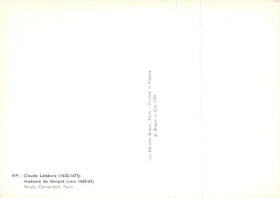 Madame de Sévigné — cerca de 1662-65 — Les Éditions Braun, Paris, n°419 — Verso