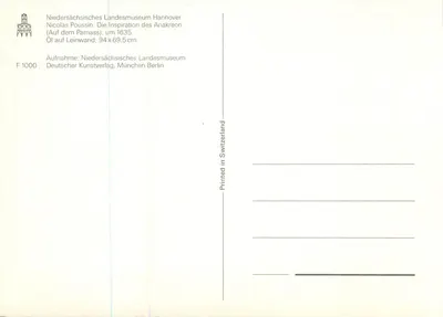 Nicolas Poussin: A Inspiração do Parnaso — obra de arte — Niedersächsisches Landesmuseum Hannover — Verso