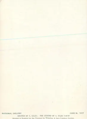 San Gil y el ciervo — leyenda de San Gil — National Gallery, tarjeta postal n°1037 — Reverso