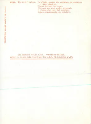 Chrystus wychodzący z grobu, darowicz i Święty Agrykol — koniec XV wieku — Wydawnictwo Nomis, Paryż — Rewers