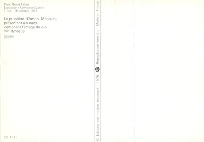 Der Prophet von Amon, Mahouhi — zeigt ein Naos, das das Bild eines Gottes enthält — Editions des musées nationaux, EX 1311 — Rückseite