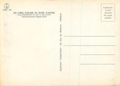 Retrato presumido de Agnès Sorel — Escola francesa (fim do XVᵉ ou início do XVIᵉ) — Edições Mathurins, Série AM n°2/10 — Verso