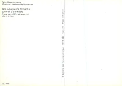 Amarna-Kopf, der den Oberteil einer Harfe bildet — Ägypten, um 1370–1360 v. Chr. — National Museum Editions, 1978 — Rückseite