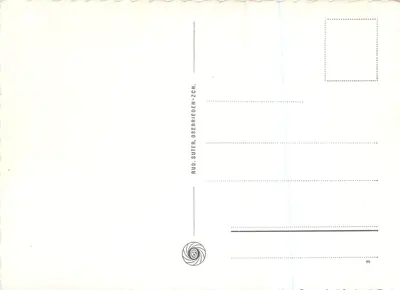 Widok katedry Bazylei — panoramiczny widok na Rzecę — wydawca Rud. Suter, Oberrieden-Z.CH. — Rewers