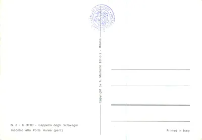 Incontro alla Porta Aurea — Giotto — Cappella degli Scrovegni (part.) — Editor A. Martello, Milão — Verso