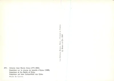 Napoleon na polu bitwy pod Eylau — obraz Antoine'a Jana Barona Grosa (1771-1835) — Éditions Braun, Paryż, 1969 — Rewers
