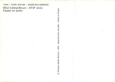 Hôtel Libéral-Bruant — Museum Bricard — 17. Jahrhundert — Éditions Bricard 1976 — Rückseite