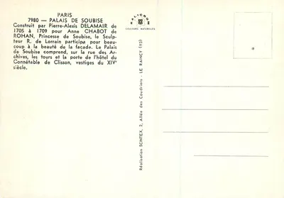 Paris — Palácio de Soubise — Kalicrom — Verso
