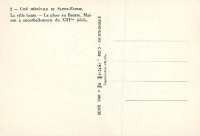 Sainte-Enimie — Miasto średniowieczne — Dom z wydłużeniami z XIII wieku — Rewers