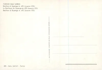 Basílica de Superga — vista aérea — Edición SACAT, n°495 — Reverso