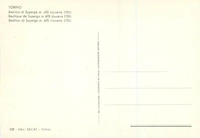 Basílica de Superga — Torino — Éditeur SACAT, n° 328 — Verso