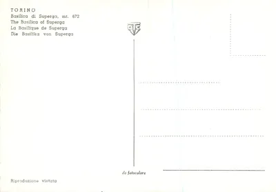 Basílica de Superga — Torino, mt. 672 — editor AFC — Verso
