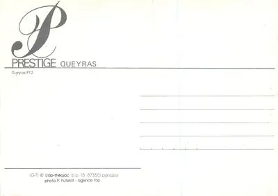 Reloj de sol — inscripción latina — editor Prestige Queyras — Reverso