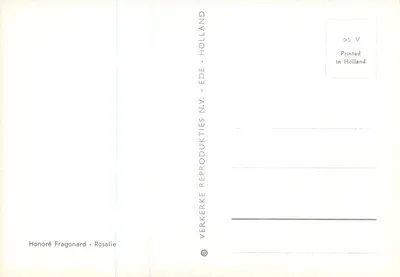 Rosalie — Honoré Fragonard — VERKERKE REPRODUKTIES N.V. - EDE — Verso
