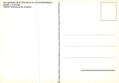 Chartreuse de Villeneuve-les-Avignon — Restauration — Desenho J. Formigé, Edição CIRCA — Verso