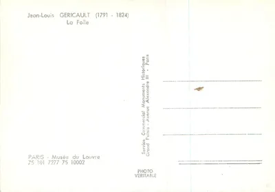 Jean-Louis Géricault — A Louca — Serviço Comercial Histórico, Paris — Verso