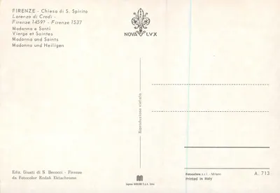 Madonna i Święci — Lorenzo di Credi — Firenze 1537 — Rewers