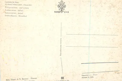 Annoncja — szczegół — Leonardo da Vinci — Wydawnictwo Giusti di S. Becocci, Florencja — Rewers