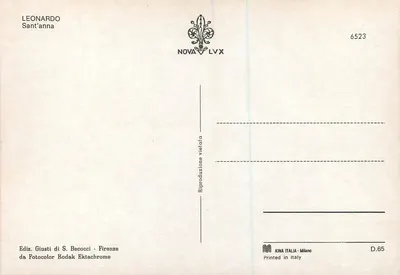 Cabeça da Virgem — croqui atribuído a Leonardo da Vinci — edição Giusti di S. Becocci, Florença — Verso