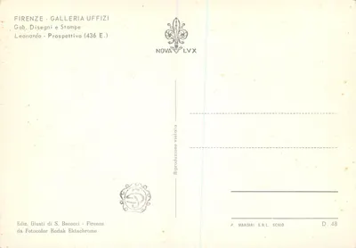 Leonardo da Vinci — Prospettiva — Wydawca Giusti di S. Becocci, Florenca — Rewers