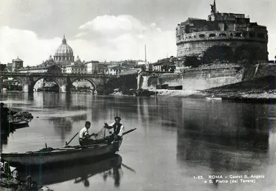 Roma - Castel S. Angelo e S. Pietro (dal Tevere) — 1-62 — editor Brunner & C. Como