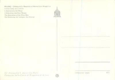 L'Adoration des Rois Mages — Antonio Campi da Cremona — Éd. Parrocchia S. Maria alla Porta — Rewers
