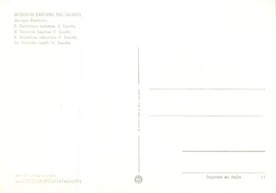 S. Valentino batiza S. Lucilla — Museu de Bassano del Grappa — edição MARIA SRL-SCHIO — Verso
