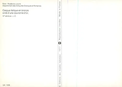 Couro de bronze italiano ornado com uma coroa de ouro — IVº século a.C. — Éditions des musées nationaux, GR. 1558 — Verso