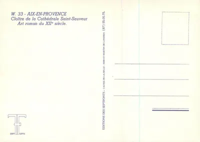 Cloister da Catedral de São Salvador — Aix-en-Provence — Éditions des Septfonts — Verso