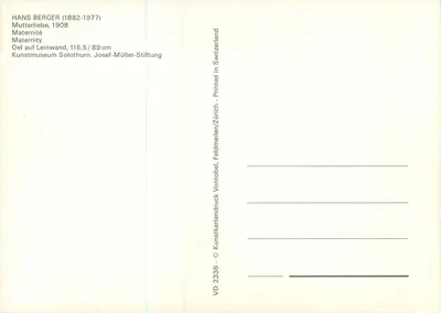 Mutterliebe — 1908 — Hans Berger — Verso