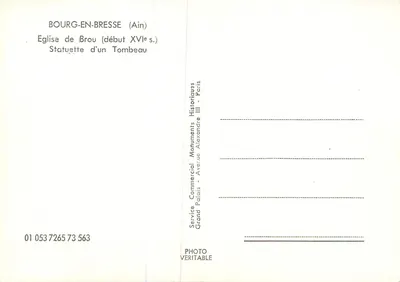 Bourg-en-Bresse (Ain) — Igreja de Brou (início do século XVI) — Estatueta de um túmulo — Serviço de Monumentos Históricos, Paris — Verso